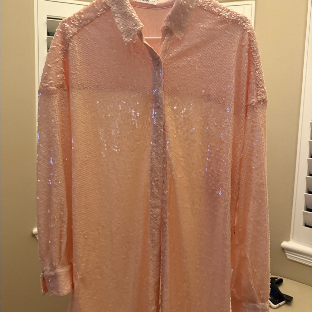 In Bloom Blush Sequin Shirt
